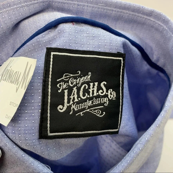 Jachs Mens Dress Shirt‎ 15.5 32-33 Light  Blue New Long Sleeve Casual Business - Picture 6 of 11